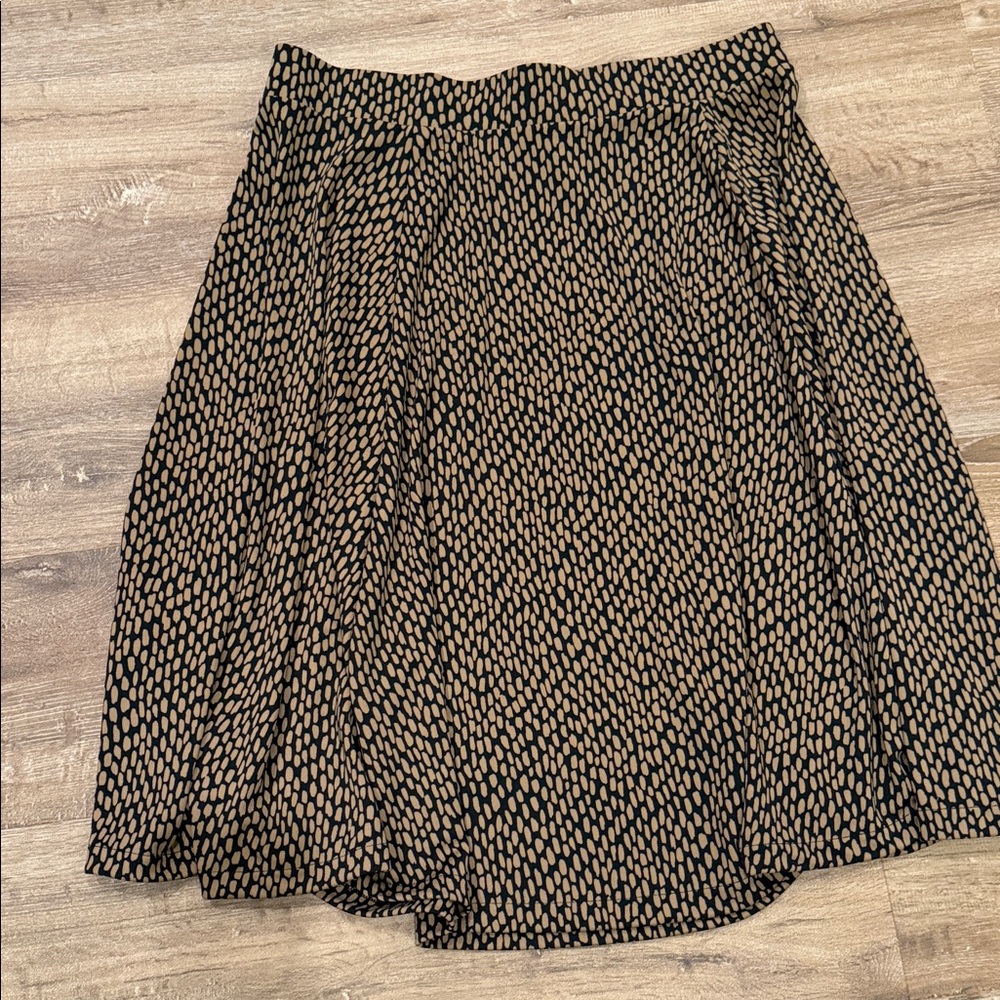Lands' End Black and Tan A-Line Pull On Skirt Large NWOT